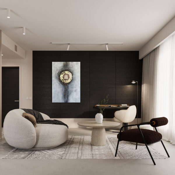 Modern contemporary living room interior design with empty woode